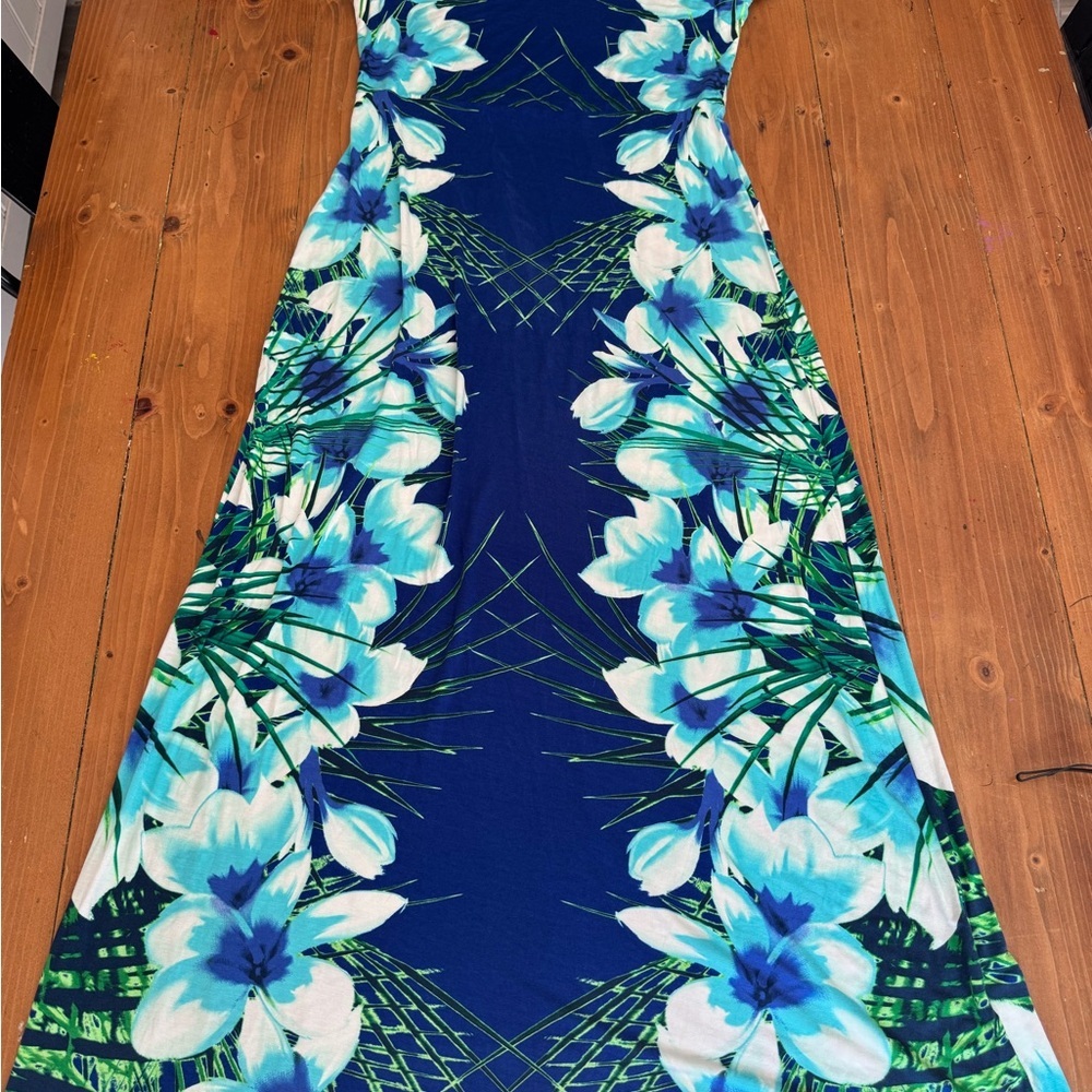 Apt. 9 Blue and Green Floral Maxi Dress‎